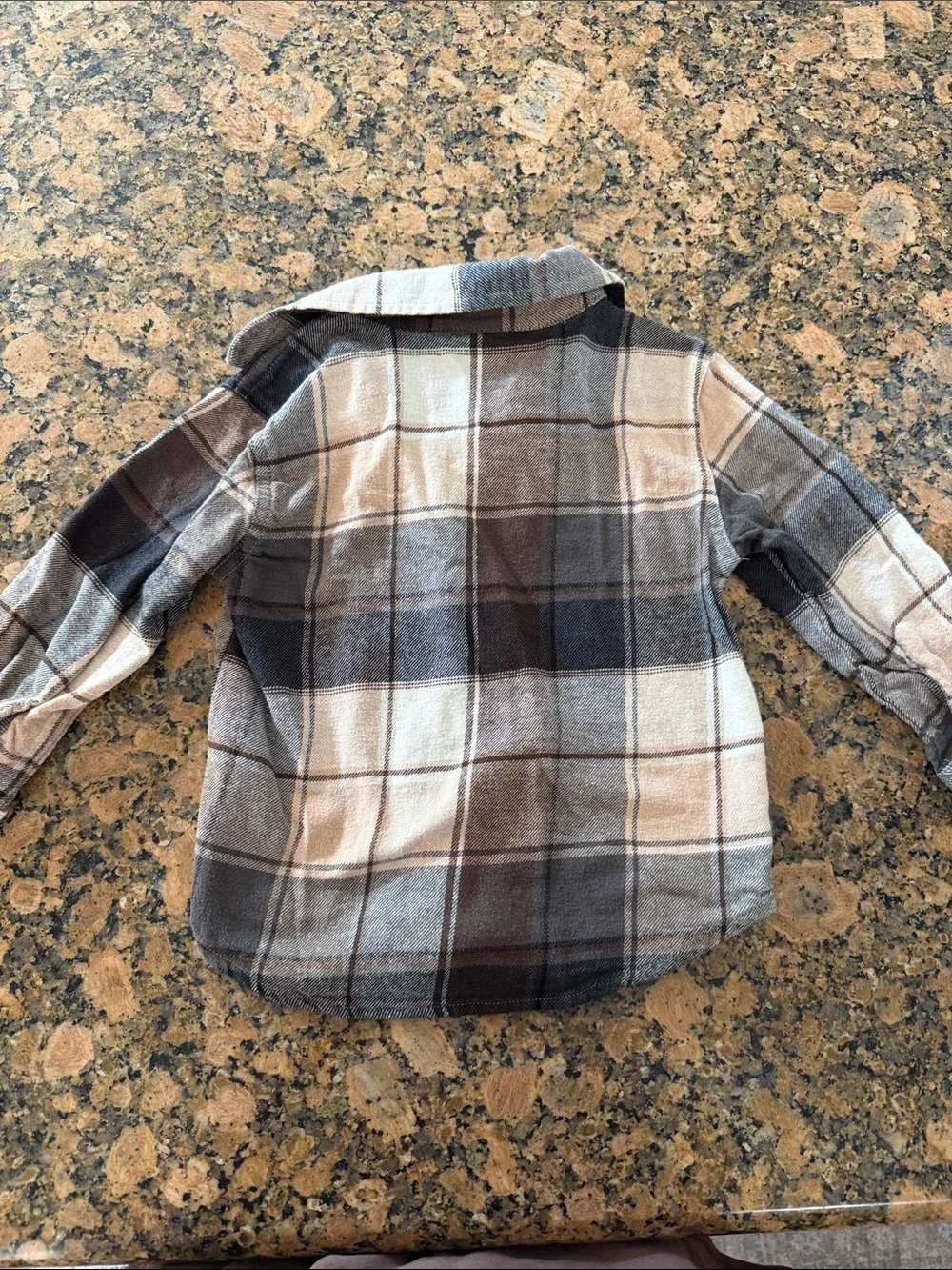 Old Navy Brown and Cream Plaid Button-Down Shirt 3T